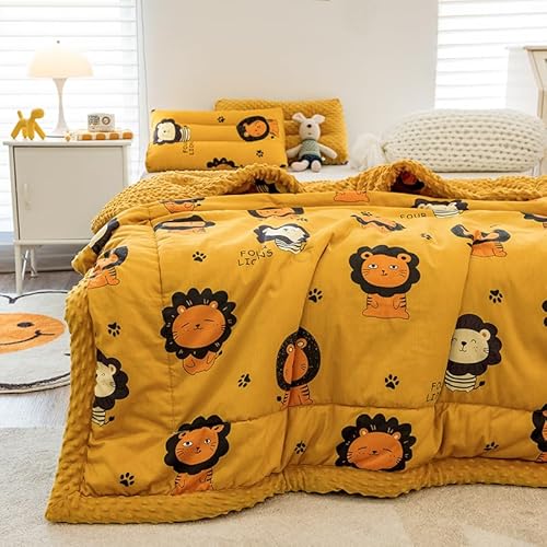 Baumwolle Wohndecke 120x150 cm Polar Fleece Decke Weiche Flauschige Winter Wärme Dick Kinder Kuscheldecken Couchdecke Tagesdecke Niedlich Löwe Muster Bettdecke Doppelseitige Blanket für Mädchen Junge von Generisch
