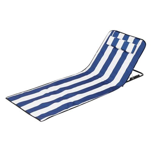 Beach Lounge Chair, Folding Sunbathing Mat with Adjustable Backrest and Headrest, Lightweight Outdoor Lounger for Camping Seaside Family Backyard Travel Men Youth Relaxing Trips, 62.9x20.4x14.9 Inches von Generisch