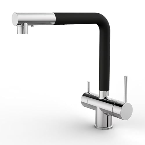 Beige 3 Wege Wasserfilter Wasserhahn, Drehbar Küchenarmatur mit 3 Modi, Ausziehbarer Mischbatterie für Spüle, Ideal für Trinkwasser und Küche von Generisch