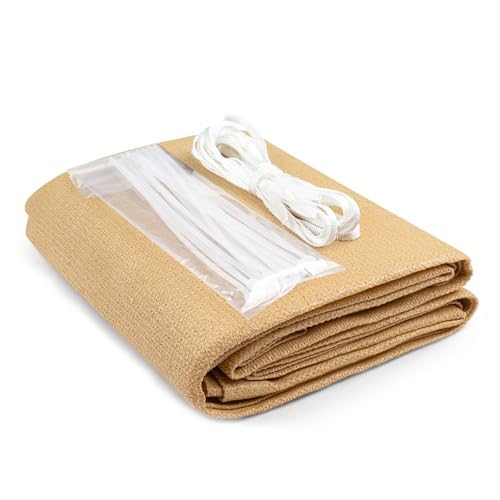 Beige 95% Schattennetz Sonnenschutz-Beschattungstuch, 1m 2m 3.0m 4m 5m 6m 7m 8m 9m 10m 12m 15m Schattierungsgewebe für Garten, Gewächshaus, Pergola, Hinterhof, Terrasse(6x9m) von Generisch