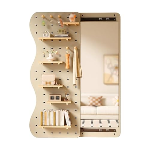 Beige Holzwand mit Spiegel, modulare Ausstellungsregale für Eingangsbereich, Bett, Fitnessstudio, 140 x 40 cm, stilvolle Aufbewahrungslösung für Heimdekoration Beige Holzwand mit Spiegel, modulare Ausstellungsregale für Eingangsbereich, Bett, Fitnessstudio, 140 x 40 cm, stilvolle Aufbewahrungslösung für Heimdekoration von Generisch