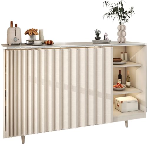 Beige Küchenschrank Vorhang - Schieben Staubdicht Sichtschutz Leinenoptik für Aufbewahrungsschränke Türen & Fenster Selbstklebende Vorhangschiene (90 x 70 cm) von Generisch