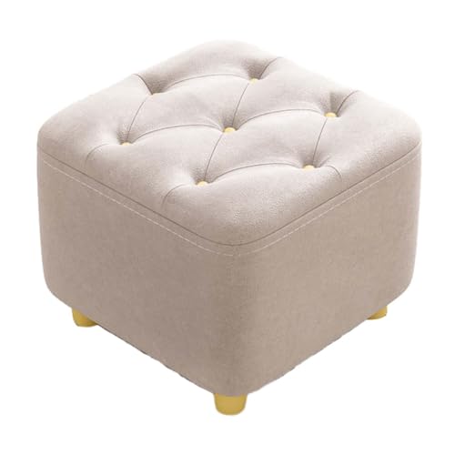 Beige Ottomane Fußstütze Stabiler Polsterhocker Weichschaum Sitz Perfekt für Wohnzimmer Eingangsbereich Sofa 28x28x26cm Ideal zum Schuhwechseln und Entspannen von Generisch