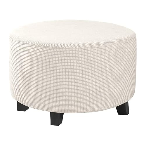 Beige Stretch Ottomane Schonbezug Set Pouf & Fußhocker Protector Anti-Rutsch-Möbelbezug 2 Stück Große Größe für Heimdekoration von Generisch