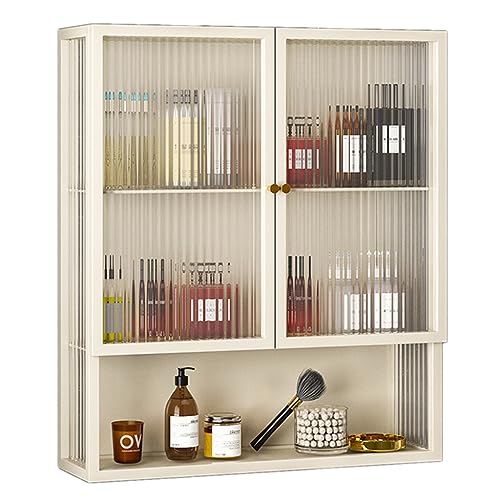 Beige Wandschrank mit Doppelglastüren für Wohnzimmer, Schlafzimmer, Badezimmer und Küche, 70 x 60 x 15 cm, dekorative Aufbewahrungs- und Organisationslösung Beige Wandschrank mit Doppelglastüren für Wohnzimmer, Schlafzimmer, Badezimmer und Küche, 70 x 60 x 15 cm, dekorative Aufbewahrungs- und Organisationslösung von Generisch