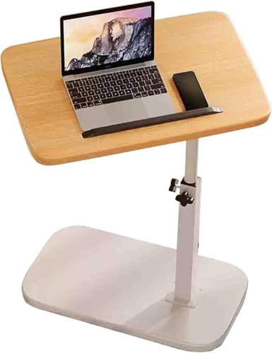 Beistelltisch, Sofatisch C Form, Kleiner Tisch Kaffeetisch Couchtisch Sofatisch Nachttisch Betttisch Laptoptisch, Gestell aus Metall,Industrie-Design (Dreh-Naturholzfarbe + Weiß) von Generisch