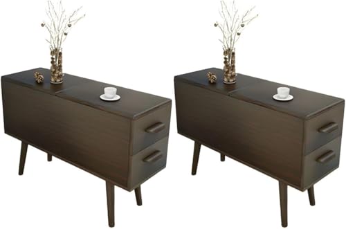 Beistelltisch, moderner Holz-Sofatisch mit Schubladen und großem Stauraum für kompakte Aufbewahrung, Heimbüro-Möbel, Größe 100,3 x 30,5 x 59,7 cm, Farbe: Dunkles Walnuss/2) von Generisch