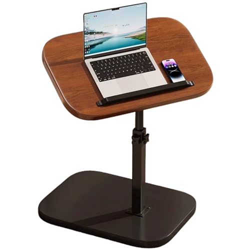 Beistelltisch C Form 360°Schwenken Höhenverstellbar Kleiner Tisch 180°Kippen Nachttisch Sofatisch Kaffeetisch Stehtisch Tablett Für Wohnzimmer Schlafzimmer(Walnut) von Generisch