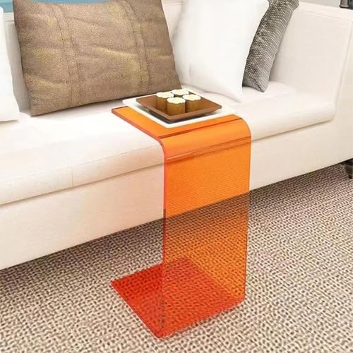 Beistelltisch aus Acryl, C-förmiger Nachttisch, dicker klarer Acryl-Couchtisch für kleine Räume, Glas-Nachttisch und Beistelltisch, vielseitiger Schoßschreibtisch und Couchtisch von Generisch