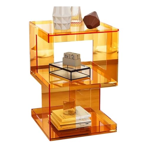 Beistelltisch aus Acryl mit offenem Stauraum, minimalistisches Design für platzsparende Nutzung im Wohnzimmer oder Schlafzimmer Beistelltisch aus Acryl mit offenem Stauraum, minimalistisches Design für platzsparende Nutzung im Wohnzimmer oder Schlafzimmer von Generisch