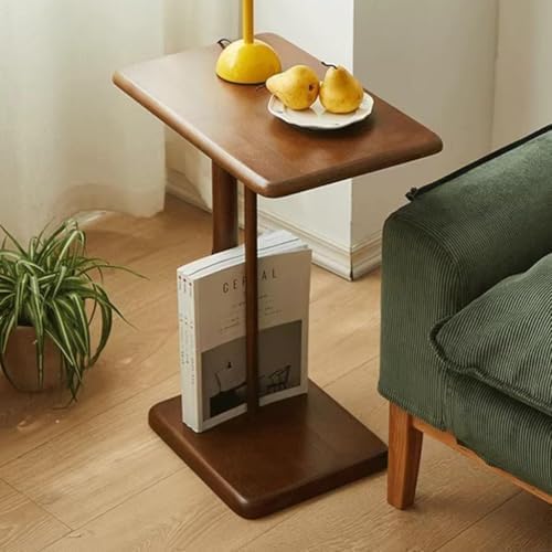 Beistelltisch aus Holz in C-Form mit Buchaufbewahrung, kompaktes rechteckiges Design für Wohnzimmer, ideal für kleine Räume von Generisch