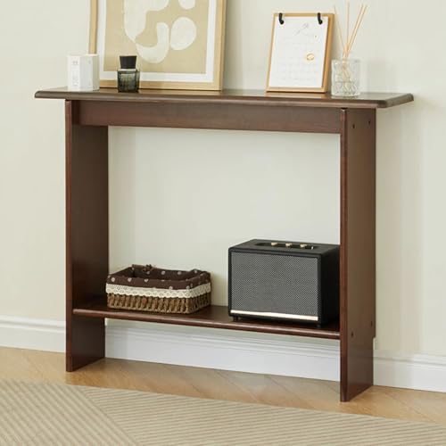 Beistelltisch aus Massivholz, 2 Etagen, Konsolentisch für den Eingangsbereich, schmaler Ausstellungstisch mit Ablage, für Flur, Wohnzimmer, Foyer (99,1 x 30,5 x 73,7 cm, Walnussholz-Finish) von Generisch