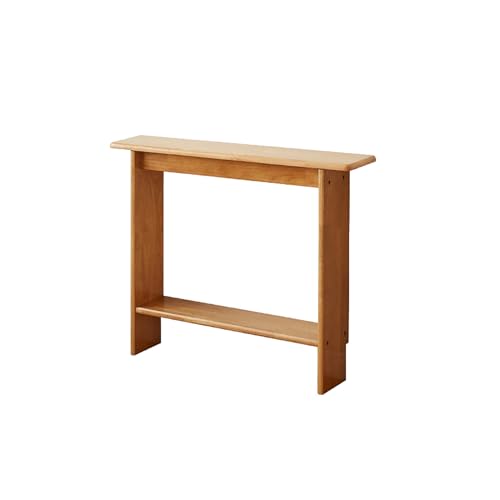 Beistelltisch aus Massivholz, schmaler Konsolentisch mit 2 Regalen, Eingangstisch mit Stauraum für Flur, Wohnzimmer, Foyer (100 x 20 x 75 cm, Kirsch-Finish) von Generisch