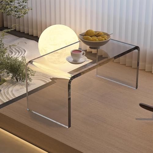 Beistelltisch in C-Form aus transparentem Acryl, modernes Design für Sofa, Wohnzimmer und Schlafzimmer, perfekt als Laptop oder Ecktisch von Generisch