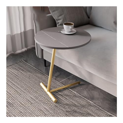Beistelltisch in C-Form für kleine Räume in Schwarz mit goldenem Rahmen – Marmor runder Sofa-Beistelltisch, hohe Rutsche unter Couchtisch von Generisch