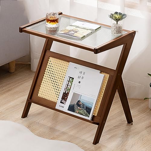 Beistelltisch in Z-Form mit Tischplatte aus gehärtetem Glas und Zeitschriftenständer, böhmischer Beistelltisch für Wohnzimmer oder Schlafzimmer, ideal für kleine Räume Beistelltisch in Z-Form mit Tischplatte aus gehärtetem Glas und Zeitschriftenständer, böhmischer Beistelltisch für Wohnzimmer oder Schlafzimmer, ideal für kleine Räume von Generisch