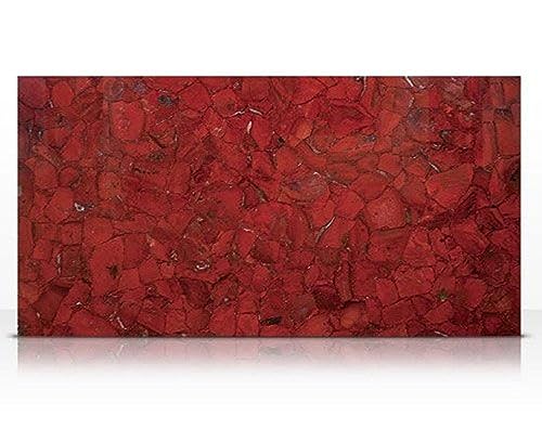 Beistelltischplatte aus rotem Jaspis für Kaffee und Rasen I Roter Jaspis Epoxid-Endtischplatte 45,7 x 91,4 cm von Generisch