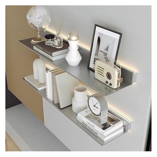 Beleuchtetes schwebendes Wandregal mit integriertem LED-Licht, Metall-Hängeregal für Badezimmer und Wohnzimmer, stilvolles unsichtbares Halterungsdesign, 1 Stück Beleuchtetes schwebendes Wandregal mit integriertem LED-Licht, Metall-Hängeregal für Badezimmer und Wohnzimmer, stilvolles unsichtbares Halterungsdesign, 1 Stück von Generisch