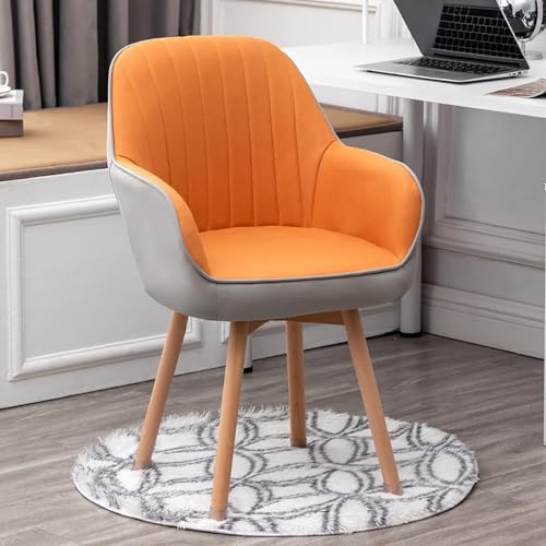 Bequeme Samt-gepolsterte Drehstühle – Moderne orangefarbene Sessel für Home Office & Schminktisch – Set mit 2 stilvollen Holzstühlen von Generisch