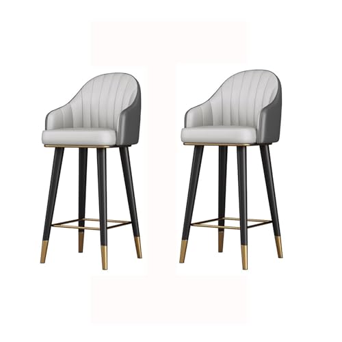 Bequeme Thekenhöhe Barhocker Drehstuhl Polsterstühle Moderne Kunstleder Küche & Wohnzimmer Sitzgelegenheit (H:65cm, 2er Set, Grau) von Generisch