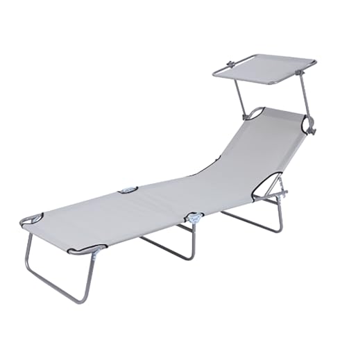 Bequeme faltbare Sonnenliege, verstellbarer klappbarer Lounge-Sessel, leicht und einfach zu tragen, ideal für Strand, Camping, Reisen, Pool von Generisch