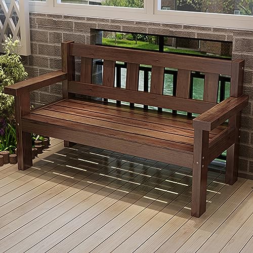 Bequeme traditionelle Gartenbank aus Holz mit Rückenlehne & Armlehnen – Stilvoller Terrassensitz für Rasen, Veranda & Weg – ideal für Entspannung & Unterhaltung von Generisch