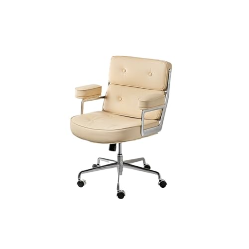 Bequemer Drehstuhl aus Leder mit mittlerer Rückenlehne, modernes Design für Büro und Computer, Hebemechanismus Bequemer Drehstuhl aus Leder mit mittlerer Rückenlehne, modernes Design für Büro und Computer, Hebemechanismus von Generisch