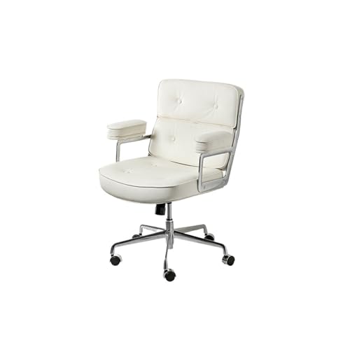 Bequemer Drehstuhl aus Leder mit mittlerer Rückenlehne, modernes Design für Büro und Computer, Hebemechanismus von Generisch
