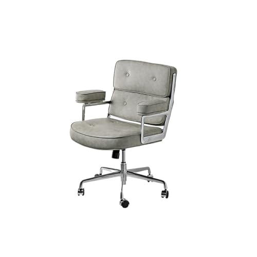 Bequemer Drehstuhl aus Leder mit mittlerer Rückenlehne, modernes Design für Büro und Computer, Hebemechanismus von Generisch