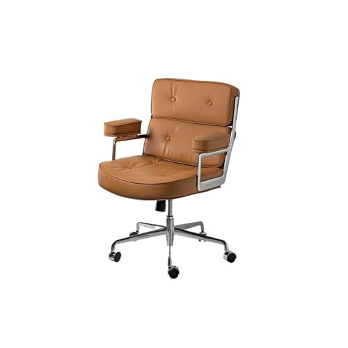Bequemer Drehstuhl aus Leder mit mittlerer Rückenlehne, modernes Design für Büro und Computer, Hebemechanismus Bequemer Drehstuhl aus Leder mit mittlerer Rückenlehne, modernes Design für Büro und Computer, Hebemechanismus von Generisch