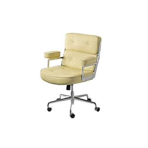Bequemer Drehstuhl aus Leder mit mittlerer Rückenlehne, modernes Design für Büro und Computer, Hebemechanismus von Generisch
