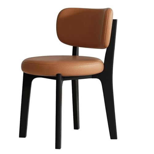 Bequemer Küchenstuhl – Esszimmerstuhl mit gebogener Rückenlehne und gepolstertem Ledersitz, tragbare Holzbeine, ergonomisches Design für Esszimmer und Küche von Generisch