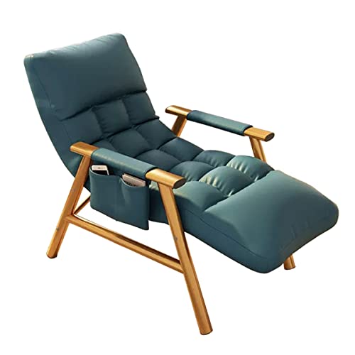 Bequemer Liegestuhl für Schlafzimmer, Freizeit, Wohnzimmer, gepolsterter Akzentsessel mit Stahlrahmen und Einzelsofa zum Lesen, Rubinblau von Generisch