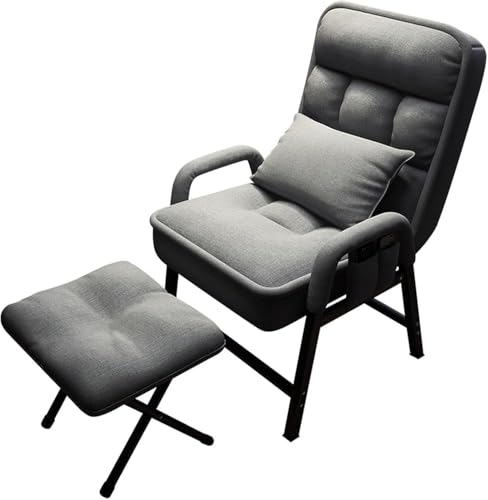 Bequemer Liegestuhl mit Fußhocker, stilvoller Sessel für Wohnzimmer, perfekt zum Fernsehen, Lesen und Entspannen, ergonomisches Design und weicher Stoff von Generisch
