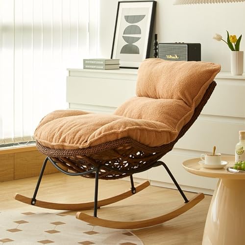 Bequemer Schaukelstuhl – handgefertigter Rattan-Webstuhl, gepolsterter Gleiter, Stillstuhl für Wohnzimmer/Schlafzimmer, einfach zu montieren Bequemer Schaukelstuhl – handgefertigter Rattan-Webstuhl, gepolsterter Gleiter, Stillstuhl für Wohnzimmer/Schlafzimmer, einfach zu montieren von Generisch