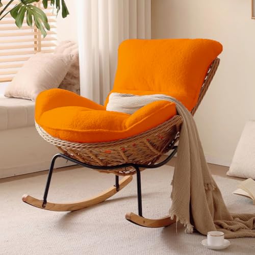 Bequemer Schaukelstuhl – handgefertigter Rattan-Webstuhl, gepolsterter Gleiter, Stillstuhl für Wohnzimmer/Schlafzimmer, einfach zu montieren Bequemer Schaukelstuhl – handgefertigter Rattan-Webstuhl, gepolsterter Gleiter, Stillstuhl für Wohnzimmer/Schlafzimmer, einfach zu montieren von Generisch
