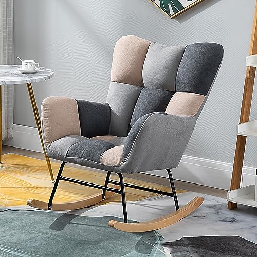 Bequemer Schaukelstuhl mit Fußhocker - Perfekt für Garten, Balkon, Schlafzimmer oder Wohnzimmer - Relaxsessel für Camping für Freizeit und Entspannung von Generisch