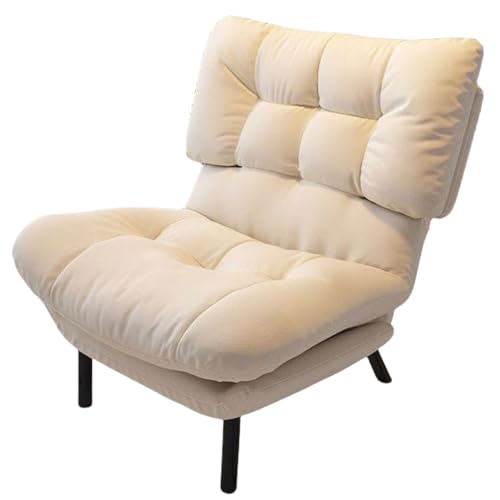 Bequemer Schlafzimmerstuhl für kleine Räume mit Ottomane, verstellbare Rückenlehne, doppelt verdicktes Kissen, idealer Lesesessel für Wohnzimmer & Wohnung, Weiß von Generisch