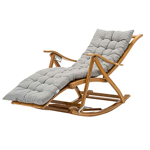 Bequemer klappbarer Schaukelstuhl mit Kissen - Ergonomischer Bambus-Liegestuhl zum Entspannen im Wohnzimmer, Terrasse & Außenbereich - Stilvoll & Design von Generisch