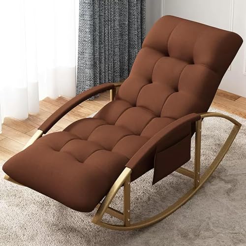 Bequemes Freizeit-Schaukelstuhl & Fußhocker Set - Moderner atmungsaktiver Polstersessel mit Seitentaschen, perfekt für Wohnzimmer & Schlafzimmer Entspannung, stilvolle Gartenliege von Generisch