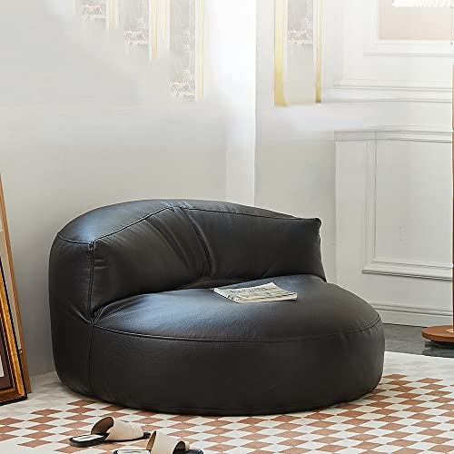 Bequemes Sitzsack-Set aus Kunstleder – vielseitiges Sitzsack-Sofa & für Schlafzimmer, Wohnzimmer, Garten – stilvoller Bodensitz, rahmenlose Möbel (schwarz) von Generisch
