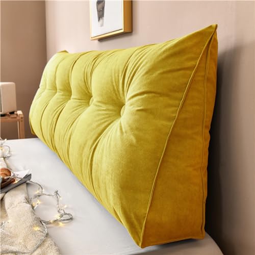 Bequemes dreieckiges Lesekissen mit abnehmbarem Bezug und Holzstütze, einfarbiges Keilkissen für Bett und Sofa, Grün Bequemes dreieckiges Lesekissen mit abnehmbarem Bezug und Holzstütze, einfarbiges Keilkissen für Bett und Sofa, Grün von Generisch