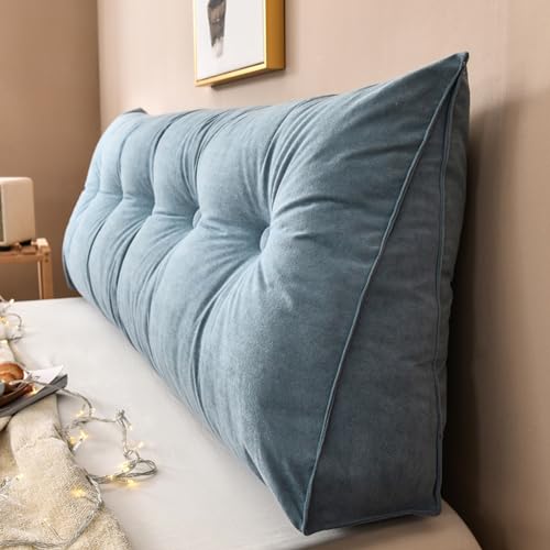Bequemes dreieckiges Lesekissen mit abnehmbarem Bezug und Holzstütze, einfarbiges Keilkissen für Bett und Sofa, Grün von Generisch