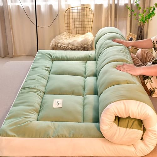 Bequemes japanisches Futon-Sofa, rollbare Bodenmatratze, Einzel- und Doppelbett, platzsparend, grüne Bettwäsche, perfekt für gemütliches Schlaferlebnis (90 x 200 cm) von Generisch