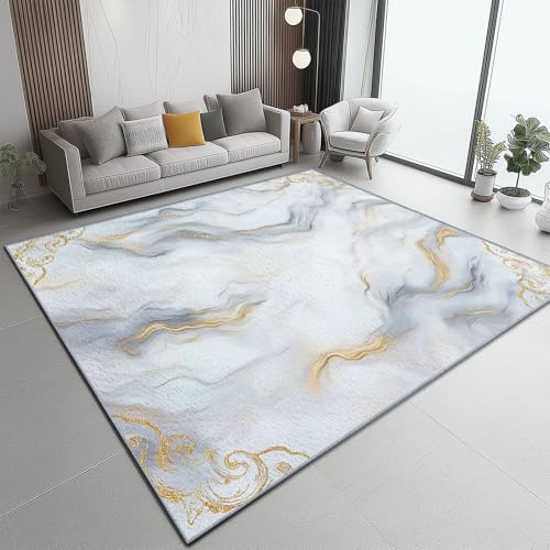 Bereich Teppich 120x180 cm Indoor Schlafzimmer Grau Waschbar Kurzflor rutschfest Wohnzimmer Traum Marmor Textur Akzent Werfen für Büro Esszimmer Kinderzimmer von Generisch