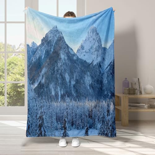 Berg Fleecedecke Schnee Extra Große Warme Sofadecke für Erwachsene, Schöne Decke aus Weichem Flanell, Geeignet für Jungen und Mädchen, 3D-Druck, 180 x 230 cm von Generisch