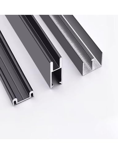 Bergförmige Doppelgleitschiene for Vitrinen, 5 mm/8 mm Glasschiebetür, dreiteilige Schiene, Vitrinengleitschiene, Schiebetürgleitschiene(Black,59.1in 5mm) von Generisch
