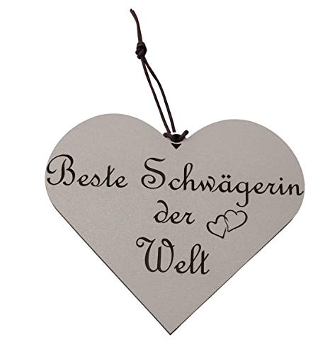 Beste Schwägerin der Welt Herz Aufhänger weiß Schild Geschenk Deko HDF Wandschild Lederband Beste Schwägerin der Welt Herz Aufhänger weiß Schild Geschenk Deko HDF Wandschild Lederband von Generisch
