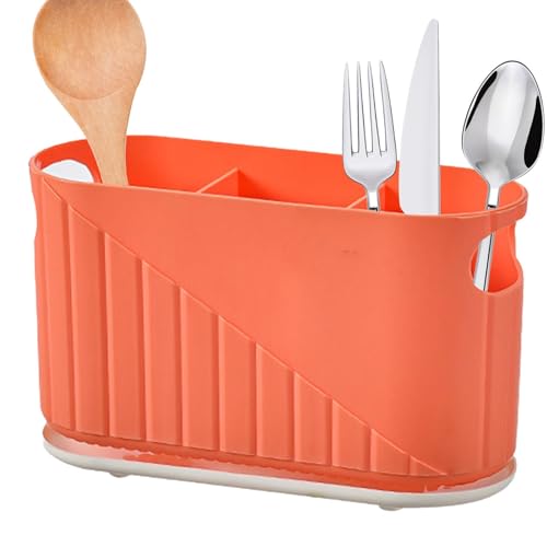 Besteckhalter, Besteckabtropfer, Anti-Rutsch-Doppelschicht-Essstäbchenhalter, Home Kitchen Compartment Drainer, Abnehmbare Messer-e Hollow Utensi-l Aufbewahrungsbox von Generisch