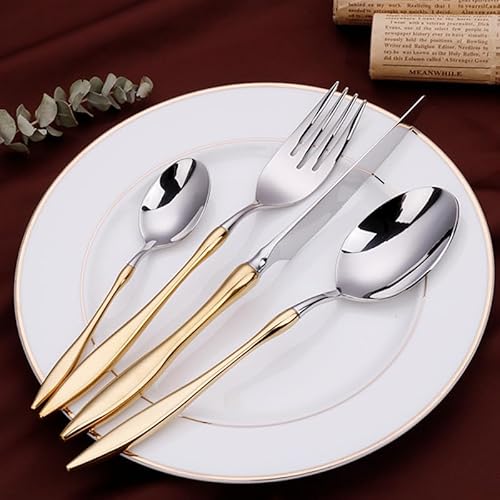 Besteckset aus Edelstahl, 18/8 Edelstahl in Lebensmittelqualität, minimalistisches, modernes Design, hochglanzpoliert und leicht zu reinigen, 48-teiliges Besteckset von Generisch